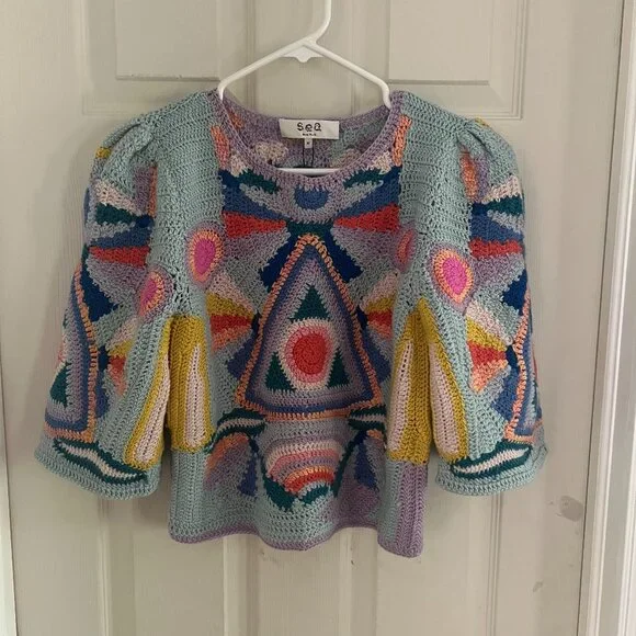 Sea - Karli Crochet Puff Sleeve Sweater - Never Worn - Size: Medium - Picture 2 of 7